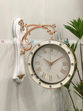 Decorative Modern wall clock for living room décor with gold and white design on a light background