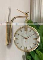 Modern Gold wall clock with bird design  for living room décor